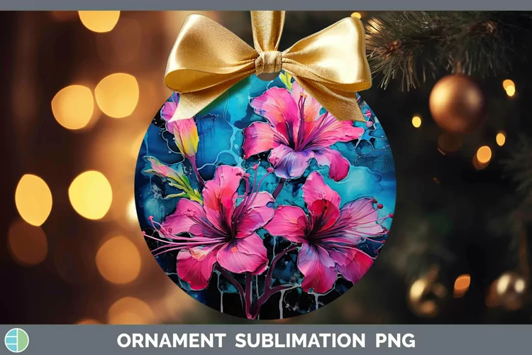 Neon Flowers Azalea Ornament Sublimation Bauble Designs