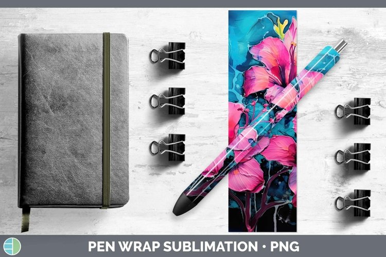 GorgeousNeon Flowers Pen Wrap design.