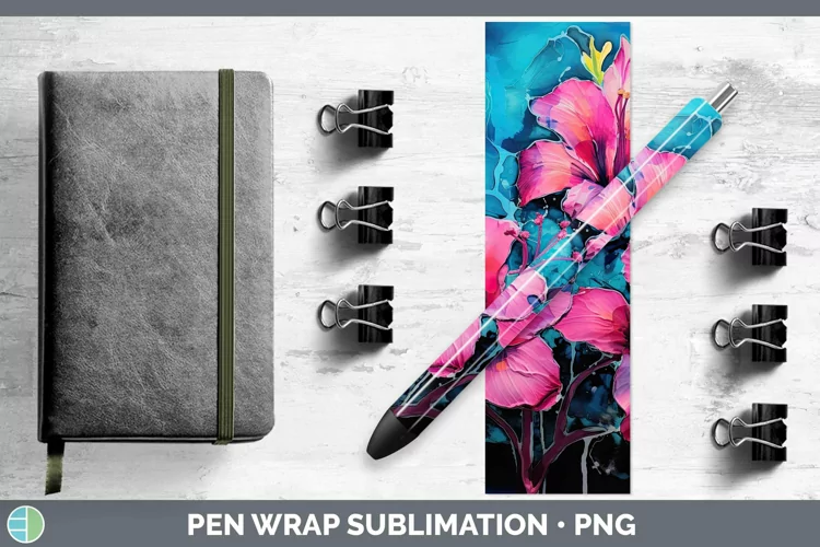 Neon Flowers Azalea Pen Wrap Sublimation Epoxy Pen Designs