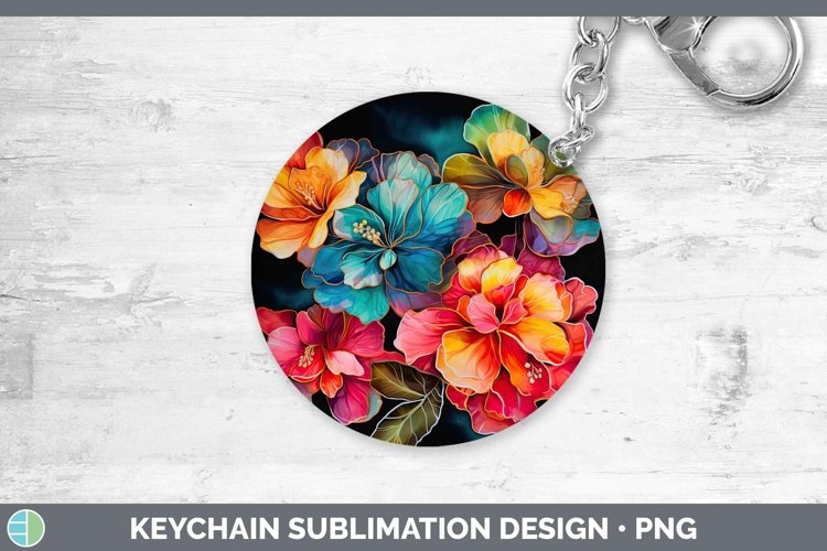 Neon Flowers Begonia Keychain Sublimation Keyring Designs