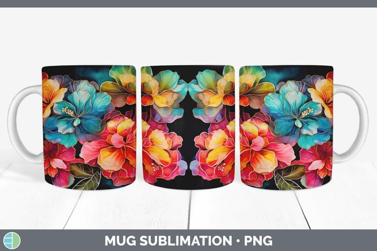 GorgeousNeon Flowers Mug Wrap design.