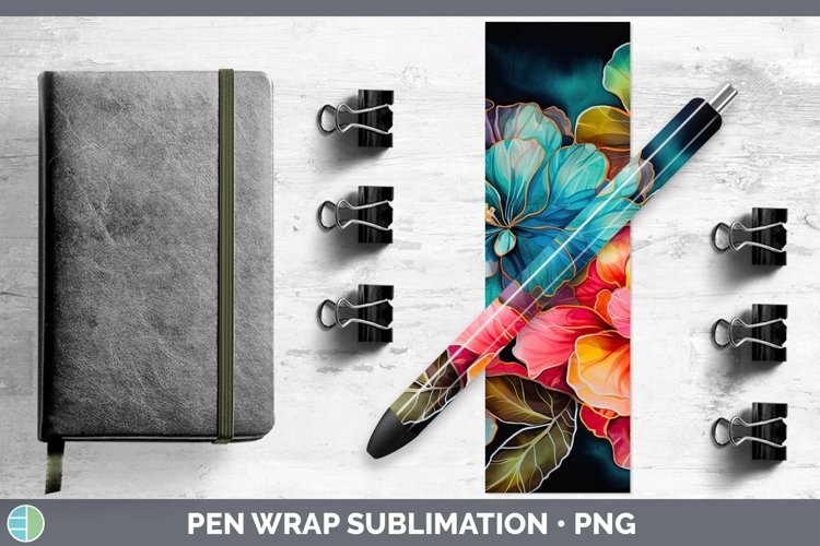 Neon Flowers Begonia Pen Wrap Sublimation Epoxy Pen Designs