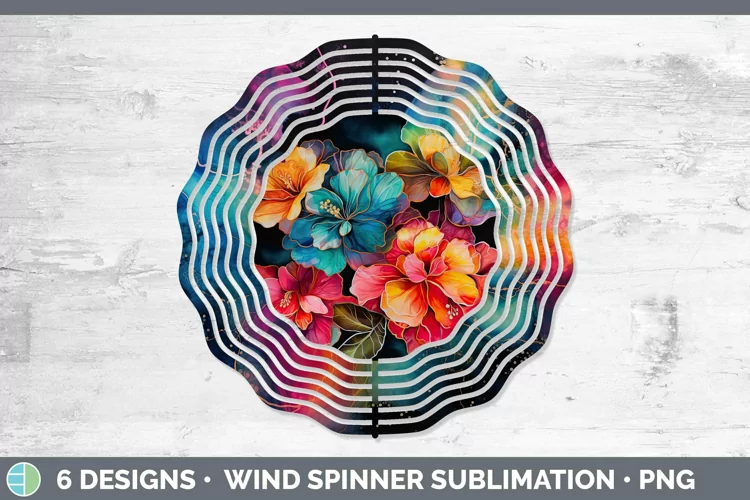 Neon Flowers Begonia Wind Spinner Sublimation Spinner Design