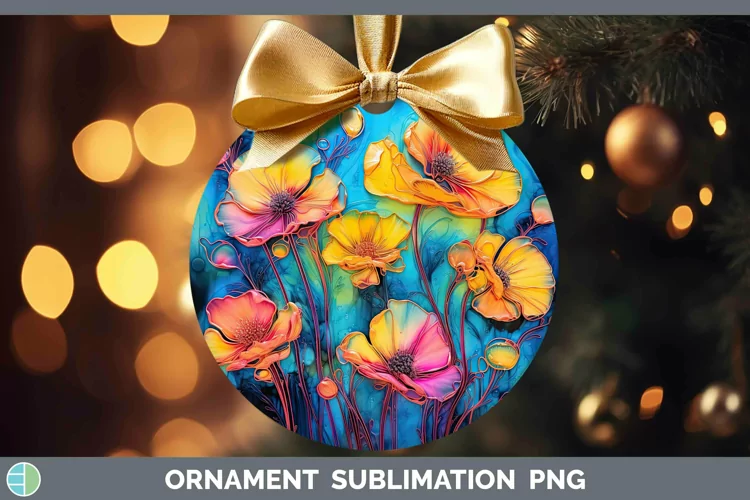 Neon Flowers Buttercup Ornament Sublimation Bauble Designs
