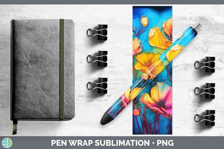 Neon Flowers Buttercup Pen Wrap Sublimation Epoxy Pen Design