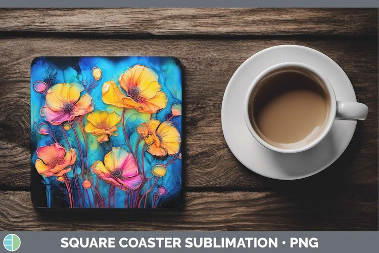 GorgeousNeon Flowers Square Coaster design.