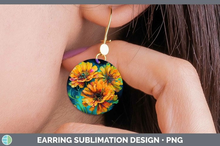 GorgeousNeon Flowers Round Earrings design.