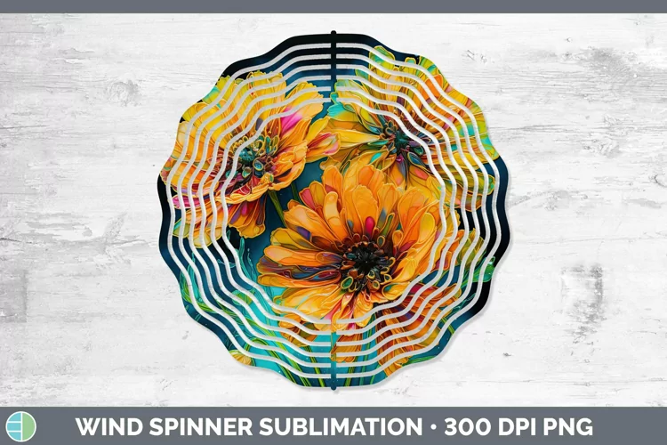 Neon Flowers Calendula Wind Spinner Sublimation Spinner Desi
