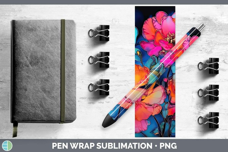 GorgeousNeon Flowers Pen Wrap design.