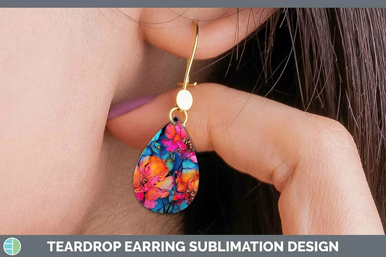 Neon Flowers Camellia Teardrop Earrings Sublimation Earrings