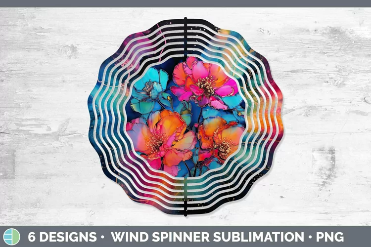 Neon Flowers Camellia Wind Spinner Sublimation Spinner Desig