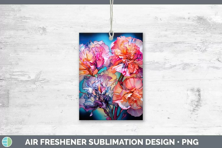 Neon Flowers Carnation Air Freshener Sublimation Car Freshen