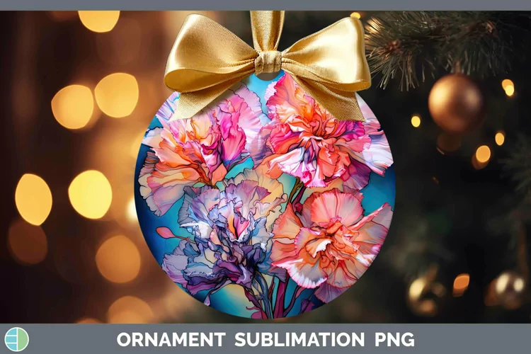 Neon Flowers Carnation Ornament Sublimation Bauble Designs
