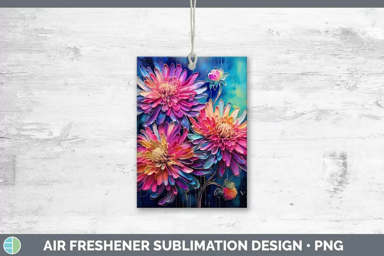 Neon Flowers Chrysanthemum Air Freshener Sublimation Car Fre