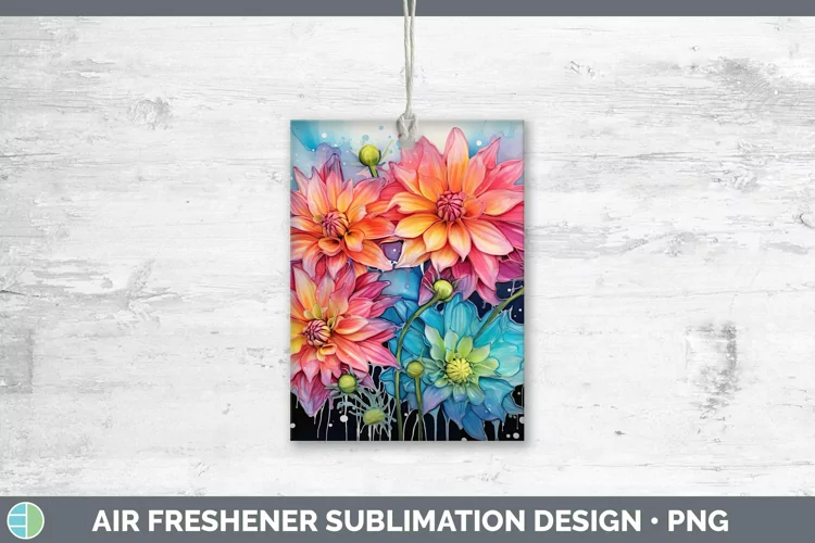 Neon Flowers Dahlia Air Freshener Sublimation Car Freshener