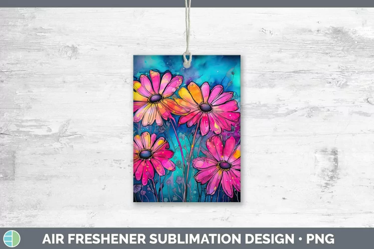 Neon Flowers Daisy Air Freshener Sublimation Car Freshener D