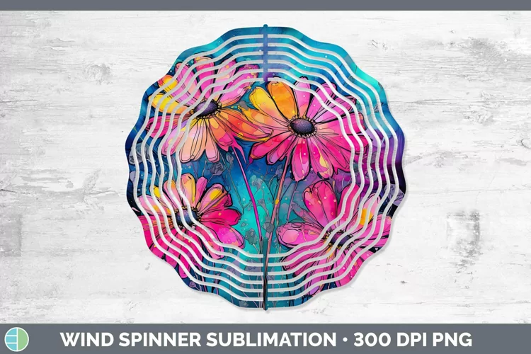 Neon Flowers Daisy Wind Spinner Sublimation Spinner Designs