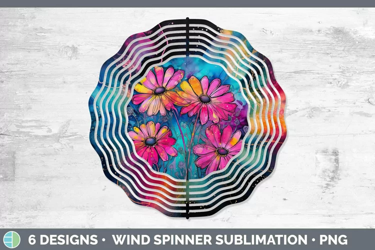 Neon Flowers Daisy Wind Spinner Sublimation Spinner Designs