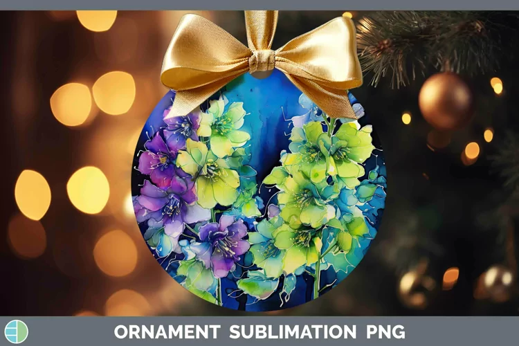 Neon Flowers Delphinium Ornament Sublimation Bauble Designs