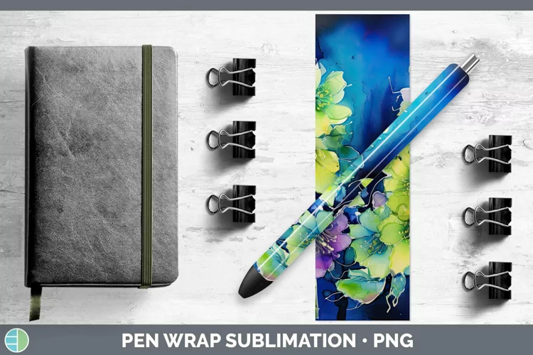 Neon Flowers Delphinium Pen Wrap Sublimation Epoxy Pen Desig