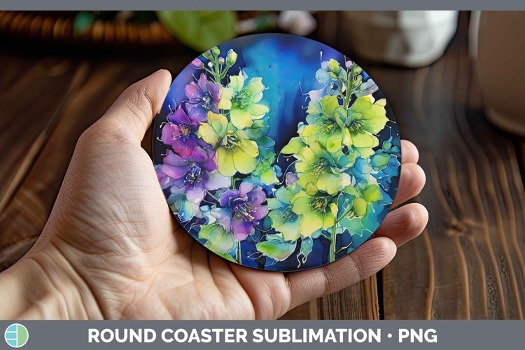 GorgeousNeon Flowers Round Coaster design.