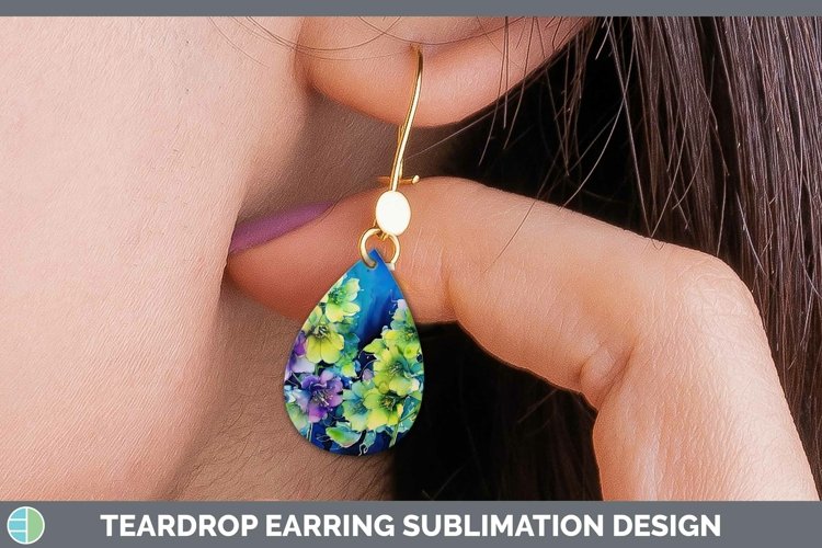 Neon Flowers Delphinium Teardrop Earrings Sublimation Earrin