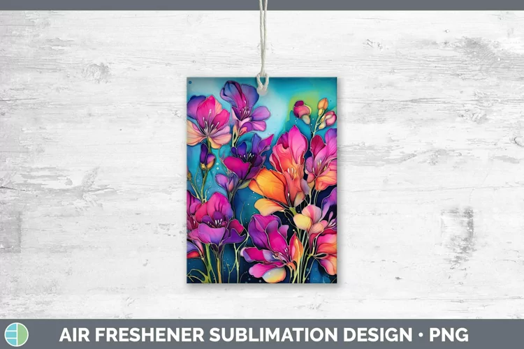 Neon Flowers Freesia Air Freshener Sublimation Car Freshener