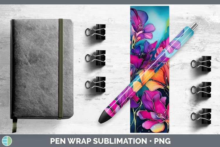 GorgeousNeon Flowers Pen Wrap design.