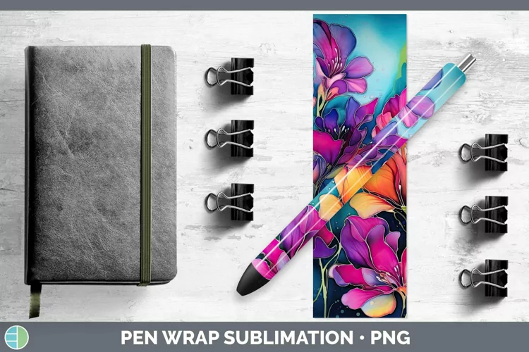 Neon Flowers Freesia Pen Wrap Sublimation Epoxy Pen Designs