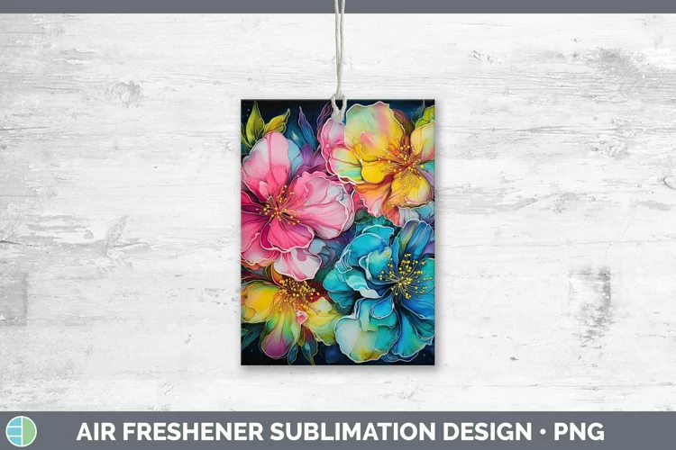 Neon Flowers Gardenia Air Freshener Sublimation Car Freshene
