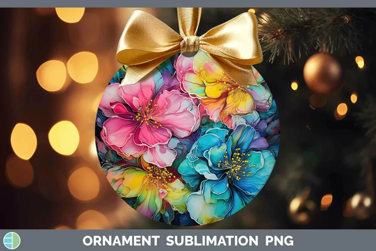 Neon Flowers Gardenia Ornament Sublimation Bauble Designs