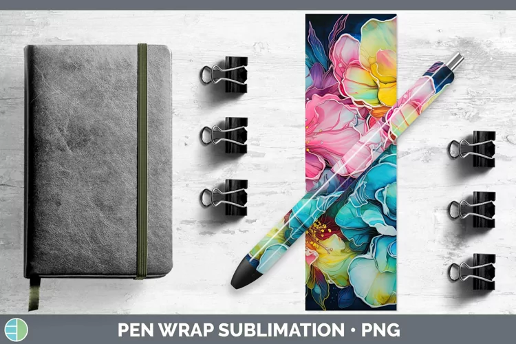 Neon Flowers Gardenia Pen Wrap Sublimation Epoxy Pen Designs