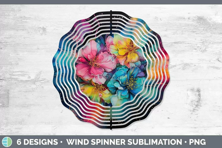Neon Flowers Gardenia Wind Spinner Sublimation Spinner Desig
