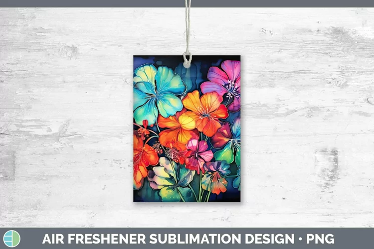 Neon Flowers Geranium Air Freshener Sublimation Car Freshene
