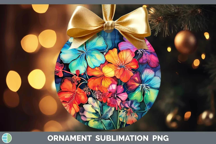 Neon Flowers Geranium Ornament Sublimation Bauble Designs