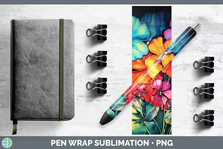 Neon Flowers Geranium Pen Wrap Sublimation Epoxy Pen Designs
