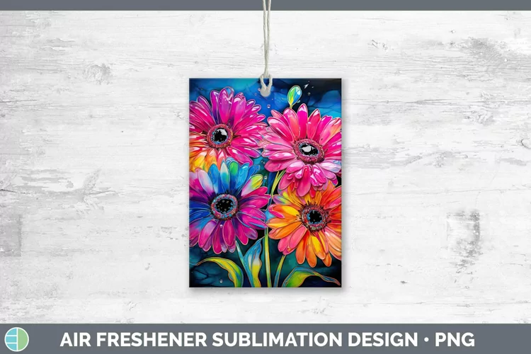 Neon Flowers Gerbera Daisy Air Freshener Sublimation Car Fre