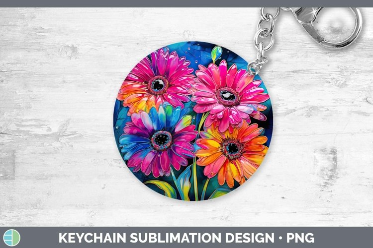GorgeousNeon Flowers Keychain design.