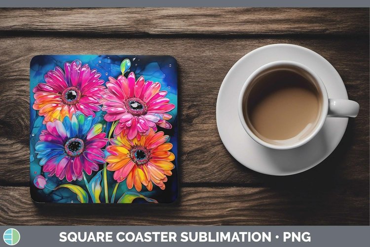 GorgeousNeon Flowers Square Coaster design.