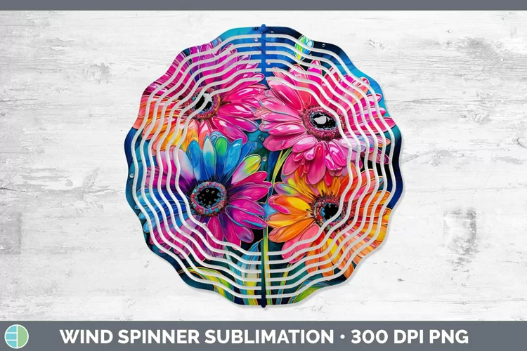 Neon Flowers Gerbera Daisy Wind Spinner Sublimation Spinner