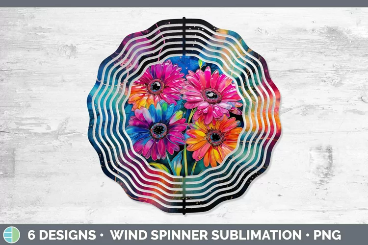 Neon Flowers Gerbera Daisy Wind Spinner Sublimation Spinner