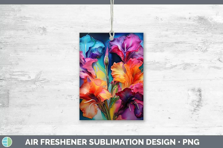 Neon Flowers Gladiolus Air Freshener Sublimation Car Freshen