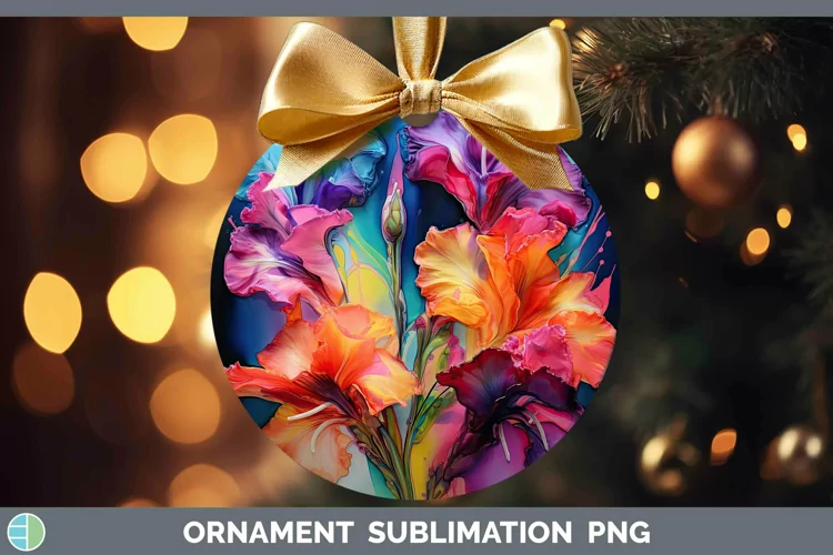 Neon Flowers Gladiolus Ornament Sublimation Bauble Designs
