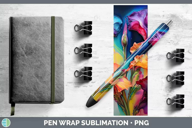 Neon Flowers Gladiolus Pen Wrap Sublimation Epoxy Pen Design