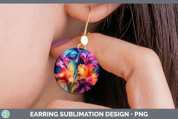 GorgeousNeon Flowers Round Earrings design.