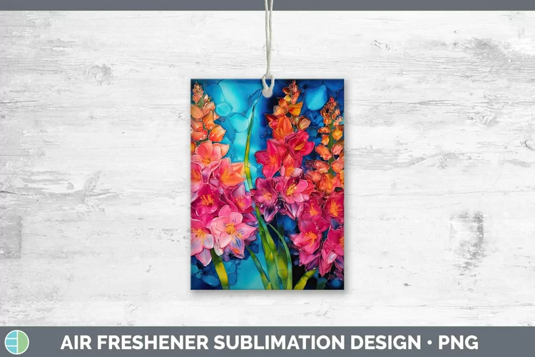 Neon Flowers Hyacinth Air Freshener Sublimation Car Freshene