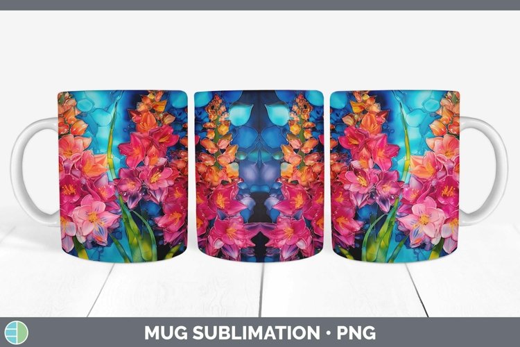 GorgeousNeon Flowers Mug Wrap design.