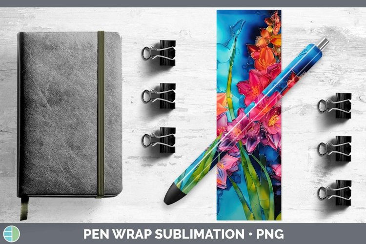GorgeousNeon Flowers Pen Wrap design.