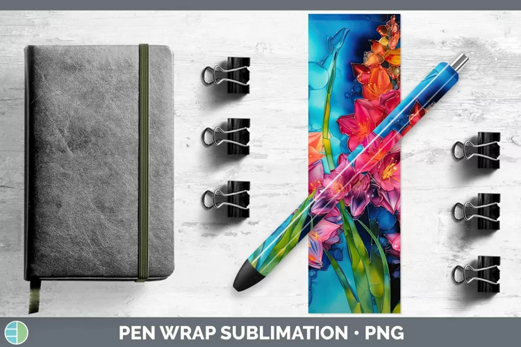 Neon Flowers Hyacinth Pen Wrap Sublimation Epoxy Pen Designs