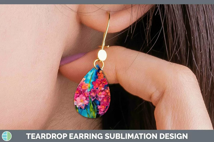 Neon Flowers Hyacinth Teardrop Earrings Sublimation Earrings